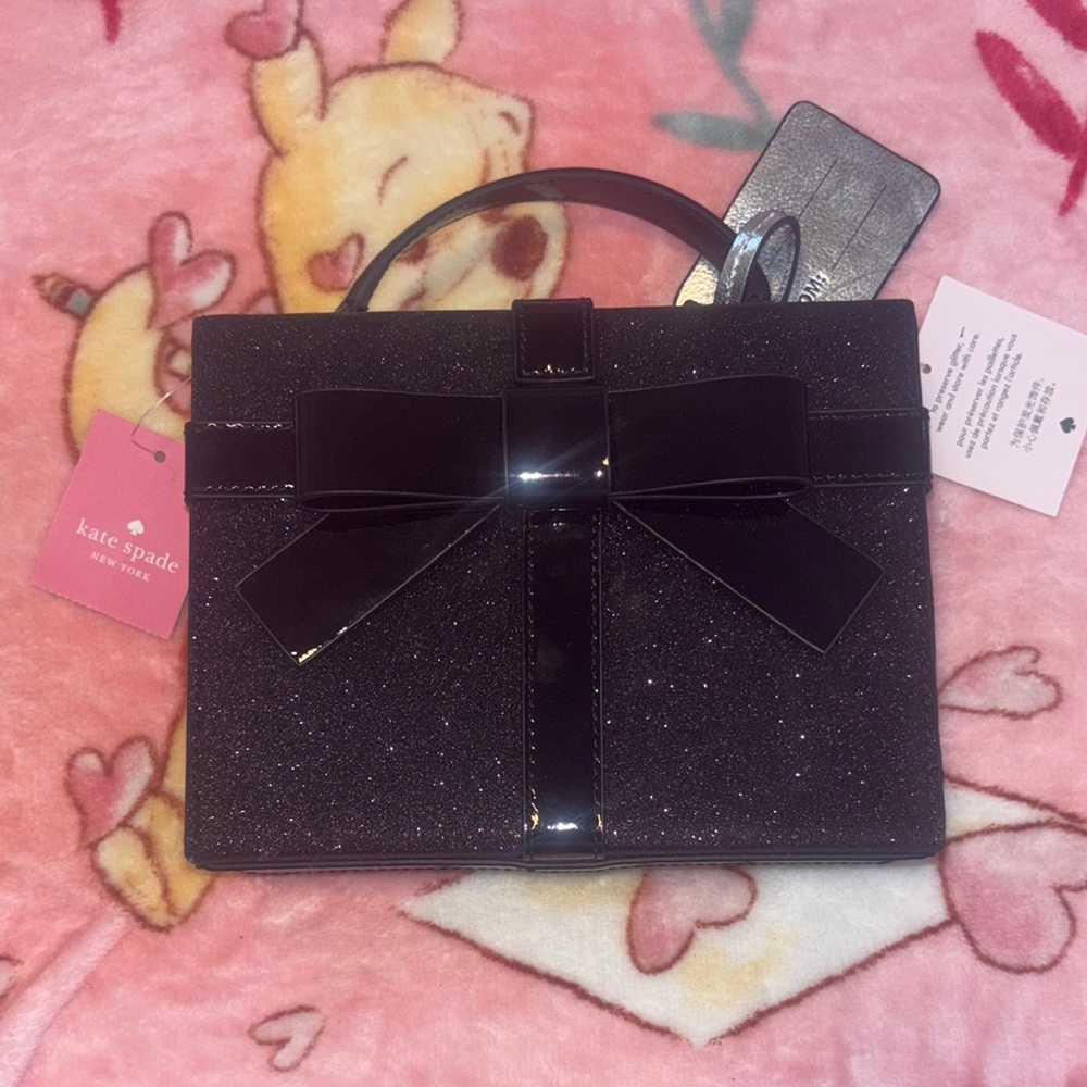 Kate Spade Black Glitter Bow Bag